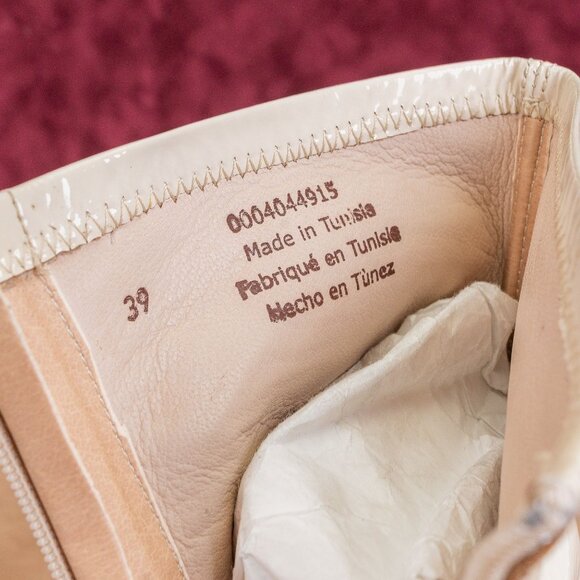 Free People Double Stack Platform Boots Cream Leather Y2K 90s Square Toe Sz 8.5 - Picture 6 of 9